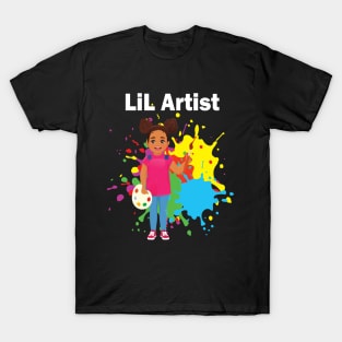Lil artist cute little girl painting for little artists T-Shirt